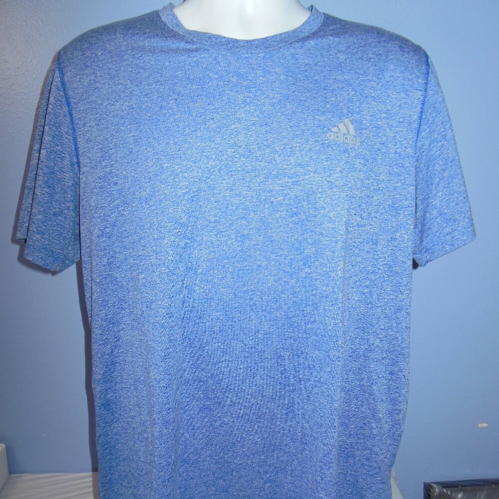 Men Adidas Climalite Blue Heather Short Sleeve Shirt L